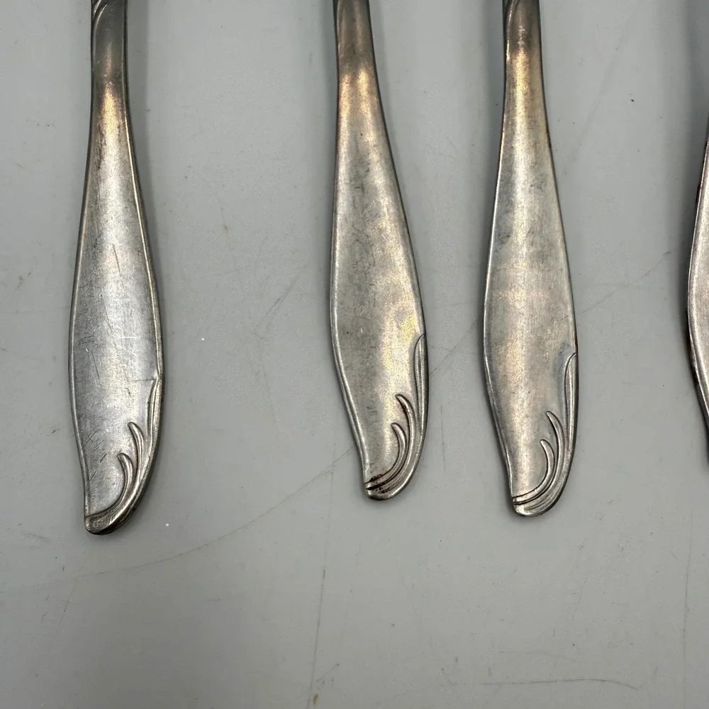 Silkyma Rostfrei Germany Stainless Flatware 6pc Set 5 Spoons 1 Fork Scroll Motif